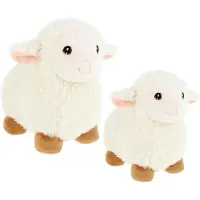 Keel Toys 2x schapen knuffels - pluche schaap/lammetje knuffeldier - wit - lopend - 18 en 25 cm