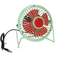 Gerimport Mini USB bureau ventilator - watermeloen - metaal - 15 cm - Tafel model - Lekker afkoelen