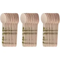 Esschert Design Lepels - hout - 80x - kruidenopdruk - 16 cm - BBQ/Verjaardag/Camping/Party