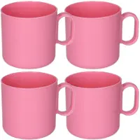 PlasticForte onbreekbare Drinkbekers - 12x - kunststof - 320 ml - roze - kinderen - camping - mokken