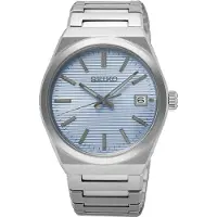 Seiko quartz zilver heren horloge met blauwe wijzerplaat & roestvrij stalen band