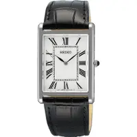 Seiko quartz zwart heren horloge met witte wijzerplaat & leren band