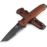 Benchmade Bailout MagnaCut Battlewash DLC vouwmes, burnt copper aluminum, gezaagd