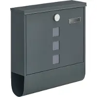 Songmics Wandbrievenbus, antraciet / 11 x 37 x 37 cm