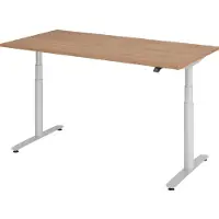 Hammerbacher Bureau XDLR elektrisch in hoogte verstelbaar 160 x 80 Walnoot - Zilver