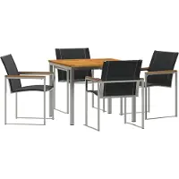 vidaXL Tuin Eettafel Set 5 st Massief acaciahout en roestvrij staal