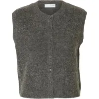 Selected Gebreide bodywarmer 'SLFLULU' grijs gemêleerd