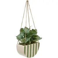 Atmosphera Kunstplant Hangplant Chéri met keramieken pot - 21x10x27cm - Groen