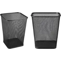 BRASQ 2x Papierbak Vierkant - Zwart - 12 Liter - Prullenbak - Vuilnisvak - Afvalbak - Papiermand - Metaal - Set van 2