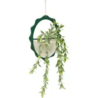 Atmosphera Kunstplant Hangplant Chéri met keramieken pot - 20x9x52cm - Wit