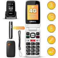 Uniwa Senioren Telefoon Klapbaar GSM - Grote Toetsen en 2.4″ Scherm - Zwart - 128MB