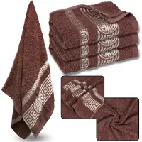 Sarcia.eu Licht bourgondische katoenen handdoek met decoratief borduursel, badhanddoek, Egyptisch patroon, zacht, compact formaat 70x135 cm, 3 stuks
