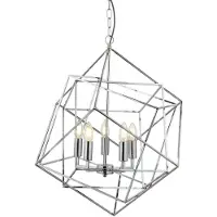 Searchlight Hanglamp Cube, dimbaar, chroom / zilver, Woon-/ Eetkamer, metaal, Modern, hanglamp