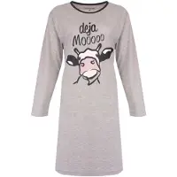 Temptation Dames Nachthemd - Bigshirt - Lange Mouw - Grijs Melange - Maat M