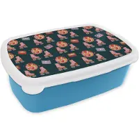 MuchoWow Broodtrommel Blauw - Lunchbox Retro - Disco - Rolschaatsen - Multi - Brooddoos 18x12x6 cm - Brood lunch box - Broodtrommels voor kinderen en volwassenen