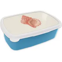 MuchoWow Broodtrommel Blauw - Lunchbox Schelp - Roze - Structuur - Brooddoos 18x12x6 cm - Brood lunch box - Broodtrommels voor kinderen en volwassenen