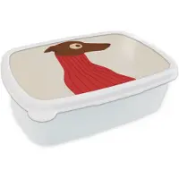 MuchoWow Broodtrommel Wit - Lunchbox Silhouet - Hond - Trui - Rood - Brooddoos 18x12x6 cm - Brood lunch box - Broodtrommels voor kinderen en volwassenen