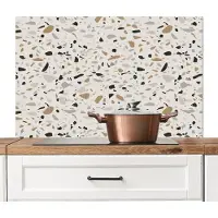 KitchenYeah Spatscherm keuken 100x65 cm - Kookplaat achterwand Terrazzo - Patroon - Staal - Muurbeschermer - Spatwand fornuis - Hoogwaardig aluminium
