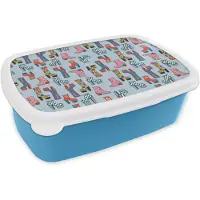 MuchoWow Broodtrommel Blauw - Lunchbox Retro - Disco - Laarzen - Multi - Brooddoos 18x12x6 cm - Brood lunch box - Broodtrommels voor kinderen en volwassenen