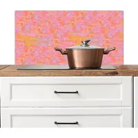 KitchenYeah Spatscherm keuken 90x45 cm - Kookplaat achterwand Vloeiend - Olie - Verf - Texturen - Multi - Perzik - Muurbeschermer - Spatwand fornuis - Hoogwaardig aluminium