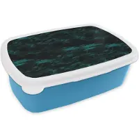 MuchoWow Broodtrommel Blauw - Lunchbox Vloeiend - Olie - Verf - Texturen - Donker - Brooddoos 18x12x6 cm - Brood lunch box - Broodtrommels voor kinderen en volwassenen