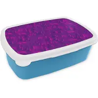 MuchoWow Broodtrommel Blauw - Lunchbox Vloeiend - Olie - Verf - Texturen - Fel paars - Brooddoos 18x12x6 cm - Brood lunch box - Broodtrommels voor kinderen en volwassenen