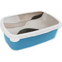 MuchoWow Broodtrommel Blauw - Lunchbox Contourlijnen - Abstracte landschap - Brooddoos 18x12x6 cm - Brood lunch box - Broodtrommels voor kinderen en volwassenen