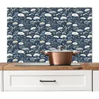 KitchenYeah Spatscherm keuken 100x65 cm - Kookplaat achterwand Nautisch - Chic - Bloemen - Wit - Blauw - Muurbeschermer - Spatwand fornuis - Hoogwaardig aluminium