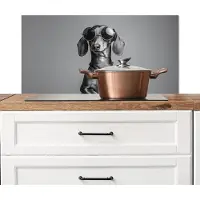 KitchenYeah Spatscherm keuken 80x40 cm - Kookplaat achterwand Teckel - Bier - Glas - Bril - Muurbeschermer - Spatwand fornuis - Hoogwaardig aluminium