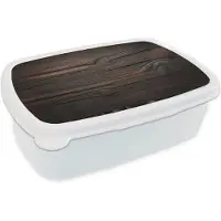 MuchoWow Broodtrommel Wit - Lunchbox Hout - Grillige nerven - Brooddoos 18x12x6 cm - Brood lunch box - Broodtrommels voor kinderen en volwassenen