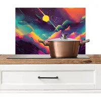 KitchenYeah Spatscherm keuken 70x50 cm - Kookplaat achterwand Sterren - Bergen - Kleurrijk - Muurbeschermer - Spatwand fornuis - Hoogwaardig aluminium