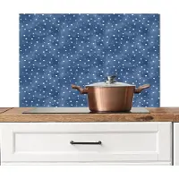 KitchenYeah Spatscherm keuken 90x60 cm - Kookplaat achterwand Frans - Citroen - Stippen - Wit - Blauw - Muurbeschermer - Spatwand fornuis - Hoogwaardig aluminium