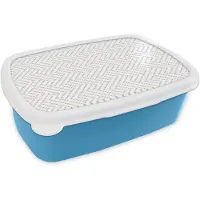 MuchoWow Broodtrommel Blauw - Lunchbox Grafisch - Patroon - Modern - Band - Stippen - Brooddoos 18x12x6 cm - Brood lunch box - Broodtrommels voor kinderen en volwassenen