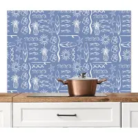 KitchenYeah Spatscherm keuken 120x80 cm - Kookplaat achterwand Nostalgisch - Kust - Zee - Surfboard - Blauw - Wit - Muurbeschermer - Spatwand fornuis - Hoogwaardig aluminium