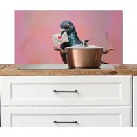KitchenYeah Spatscherm keuken 80x40 cm - Kookplaat achterwand Duif - Envelop - Roze - Close up - Muurbeschermer - Spatwand fornuis - Hoogwaardig aluminium