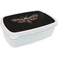 MuchoWow Broodtrommel Wit - Lunchbox Mot - Oosterse patronen - Sierlijk - Brooddoos 18x12x6 cm - Brood lunch box - Broodtrommels voor kinderen en volwassenen
