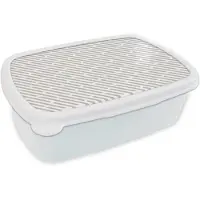 MuchoWow Broodtrommel Wit - Lunchbox Grafisch - Patroon - Modern - Band - Brooddoos 18x12x6 cm - Brood lunch box - Broodtrommels voor kinderen en volwassenen