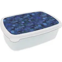 MuchoWow Broodtrommel Wit - Lunchbox Vloeiend - Olie - Verf - Texturen - Blauw - Groen - Brooddoos 18x12x6 cm - Brood lunch box - Broodtrommels voor kinderen en volwassenen