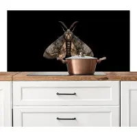 KitchenYeah Spatscherm keuken 120x60 cm - Kookplaat achterwand Mot - Bladachtig - Grijs - Muurbeschermer - Spatwand fornuis - Hoogwaardig aluminium