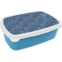 MuchoWow Broodtrommel Blauw - Lunchbox Frans - Citroen - Stippen - Wit - Blauw - Brooddoos 18x12x6 cm - Brood lunch box - Broodtrommels voor kinderen en volwassenen