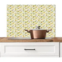 KitchenYeah Spatscherm keuken 80x55 cm - Kookplaat achterwand Frans - Citroen - Geel - Groen - Muurbeschermer - Spatwand fornuis - Hoogwaardig aluminium