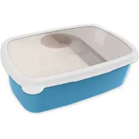 MuchoWow Broodtrommel Blauw - Lunchbox Minimalistisch - Cirkel - Lichtgrijs - Brooddoos 18x12x6 cm - Brood lunch box - Broodtrommels voor kinderen en volwassenen