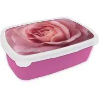 MuchoWow Broodtrommel Roze - Lunchbox Roze - Roos - Romantisch - Brooddoos 18x12x6 cm - Brood lunch box - Broodtrommels voor kinderen en volwassenen