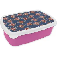 MuchoWow Broodtrommel Roze - Lunchbox Retro - Disco - Discobal - Regenboog - Multi - Brooddoos 18x12x6 cm - Brood lunch box - Broodtrommels voor kinderen en volwassenen