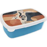 MuchoWow Broodtrommel Blauw - Lunchbox Sleutel - G - Abstract - Beige - Brooddoos 18x12x6 cm - Brood lunch box - Broodtrommels voor kinderen en volwassenen