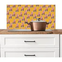 KitchenYeah Spatscherm keuken 90x45 cm - Kookplaat achterwand Retro - Disco - Rolschaatsen - Geel - Roze - Muurbeschermer - Spatwand fornuis - Hoogwaardig aluminium