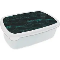 MuchoWow Broodtrommel Wit - Lunchbox Vloeiend - Olie - Verf - Texturen - Donker - Brooddoos 18x12x6 cm - Brood lunch box - Broodtrommels voor kinderen en volwassenen