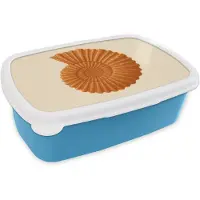 MuchoWow Broodtrommel Blauw - Lunchbox Schelp - Oranje - Ribbels - Brooddoos 18x12x6 cm - Brood lunch box - Broodtrommels voor kinderen en volwassenen