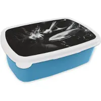 MuchoWow Broodtrommel Blauw - Lunchbox Drummer - Zwart - Drumstel - Brooddoos 18x12x6 cm - Brood lunch box - Broodtrommels voor kinderen en volwassenen