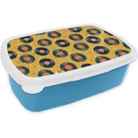 MuchoWow Broodtrommel Blauw - Lunchbox Retro - Disco - Muziek - 70s - Multi - Brooddoos 18x12x6 cm - Brood lunch box - Broodtrommels voor kinderen en volwassenen